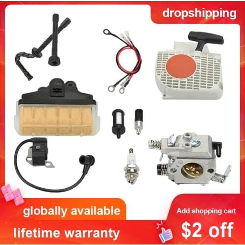 Carburetor ture Up Kit For Stihl MS230 MS250 021 023 025 MS210 Recoil Starter Spark Plug Air filter Fuel Pipe Ignition Coil