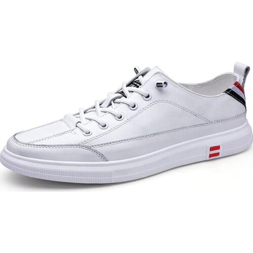 Mens Genuine Leather Shoes New Fashion Soft Casual Sneakers Men Comfortable Versatile Non-slip White Mens Shoes Fashion Flats