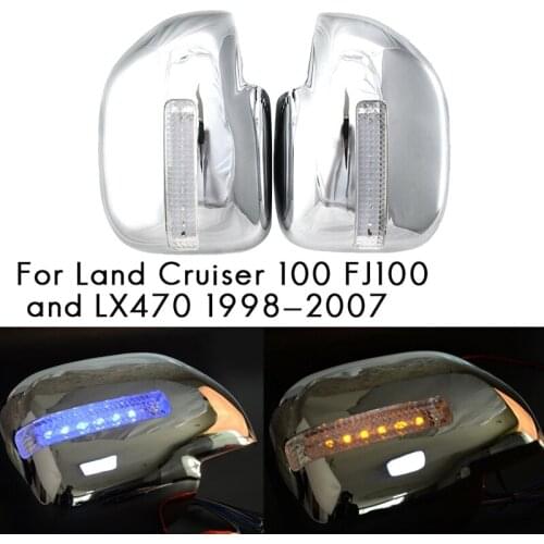 For Toyota Land Cruiser 100 FJ100 Lexus LX470 1998-2007 Side Rearview Mirror Cover Cap with Turn Signal Light