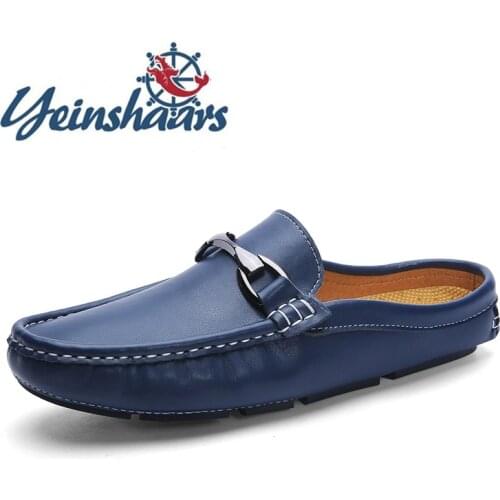 Lofer Shoes Man Half Shoes For Men Formal Shoes Mens Loafers Leather Male Business Fashion Casual Shoes Light Driving Shoes Flat