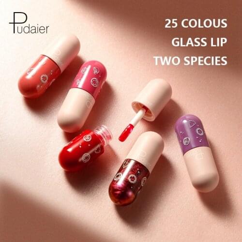 25 Colors Mini Capsule Lip Gloss Glitter Moisturizing Lipstick Long Lasting Non-stick Cup Lip Glaze Makeup Cosmetics TSLM1