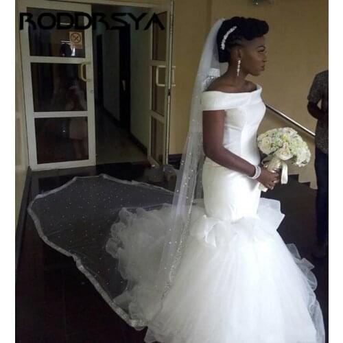 RODDRSYA Cheap African Wedding Dress 2020 Sweep Train Off the SHoulder Garden Country Bridal Gowns