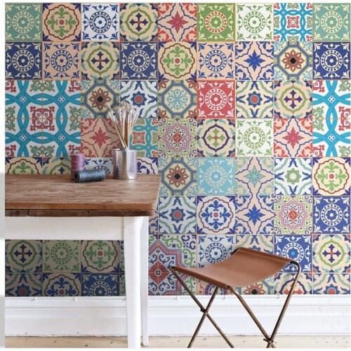 2017 new wholesale blue texture pattern collages wall background poster mural wallpaper for living room kitchen room discount