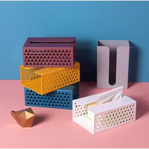Plastic Tissue Box Household Kitchen Paper Towel Dispenser Non Perforated Wall Hanging Hollow Tissue Holder Toilet Storage Box