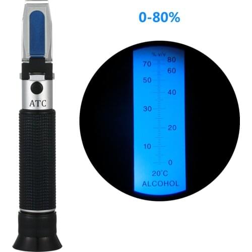 Portable Refractometer Hydrometer for Alcohol Meter Tester 0-80% Wine Alcohol Tester Meter Alcoholometer Alcoholmeter