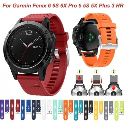 20 22 26mm Sport Silicone Watchband Wriststrap for Garmin Fenix 6X 6 6S Pro 5X 5 5S Plus 3HR Easy Fit Quick Release bands correa