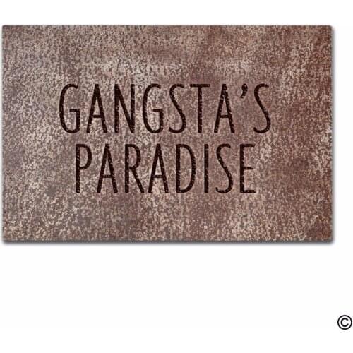 Rubber Doormat For Entrance Door Floor Mat Gangstas Paradise Non-slip Doormat 23.6 by 15.7 Inch Machine Washable Non-woven Fabri