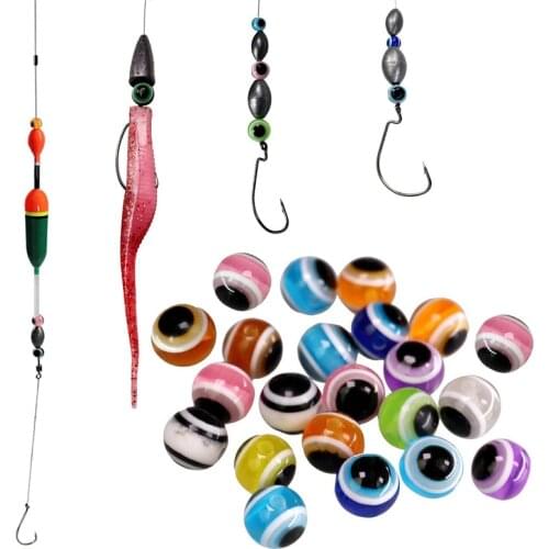 50pcs/lot Fish Eye Fishing Beads Mixed Color Luminous Carolina Rigs Taxes Rigs Fishing Beads Bobbers Rig 6mm 8mm