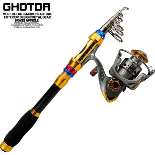Fishing Kit Telescopic Fishing Rod Spinning Reel Metal Spool Coil Superhard Pole 1.8/2.1/2.4/2.7/3.0/3.6M