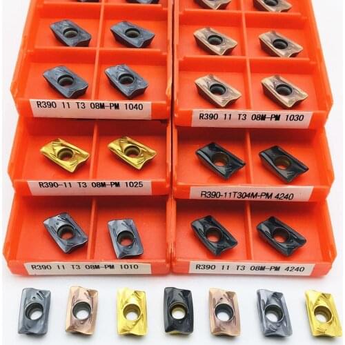 R390 11T308M PM 1010/1040/1030/1025/1130/4240 Carbide inserts for indexable end mills End mill turning tool R39011 T304M PM 4240