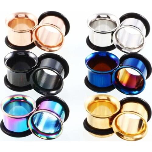 Utimtree 2PCS Stainless Steel Ear Plugs Piercings Tunnels Ear Earlets Screwed Earring Expander Ear Gauge Body Jewelry Piercing