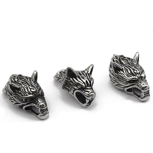 1pcs Stainless Steel Wolf Head Clasp for End Cap / Link Chain Men Bracelet Making Findings
