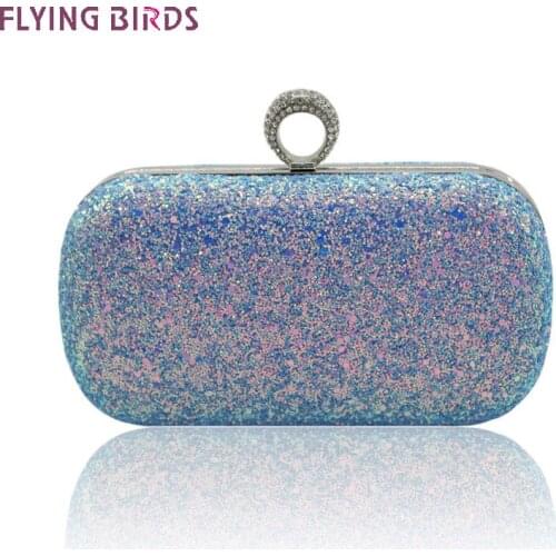 FLYING BIRDS women clutch brands fashion purse sequins cellphone bags evenning bags chain messenger bags quality handbag a3431