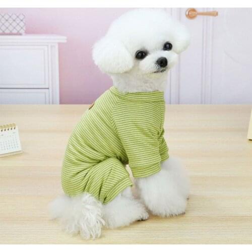 Newest Pet Dog Jumpsuit Stripe Pajama Puppy Household Clothes Soft Breathable Cat Dog Cotton Skin-Fitting Costume Hot Sell