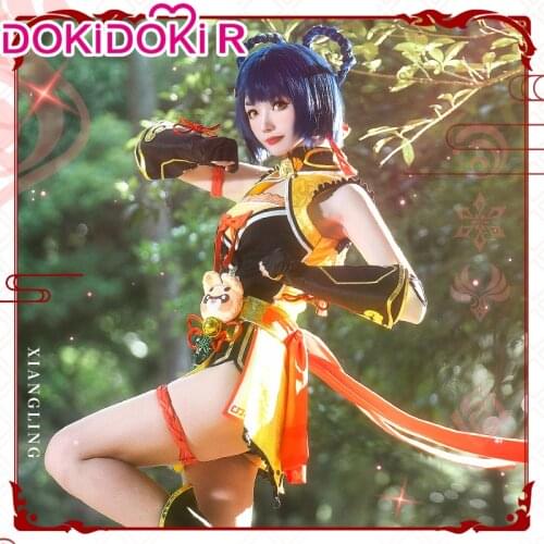 DokiDoki-R Game Genshin Impact Cosplay Costume Xiangling Costume Xiang Ling Genshin Impact Costume Cosplay