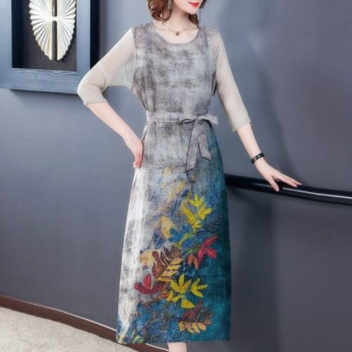 Plus size Women Dresses summer silk dress female Loose beach floral boho dresses elegant vintage party dress vestidos L-5XL