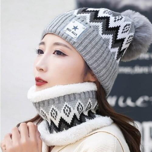 Coral Fleece Winter Hat Beanies Women Hat Scarf Warm Breathable Wool Knitted Hat For Women Fashion Unisex Knitted Hats Bonnet