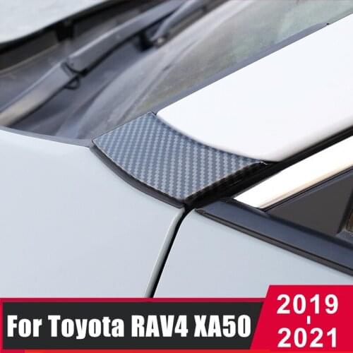 For Toyota RAV4 2019 2020 2021 RAV 4 XA50 Carbon Fiber ABS Exterior Front A Pillar Decorate Cover Trim Car Styling Accessories