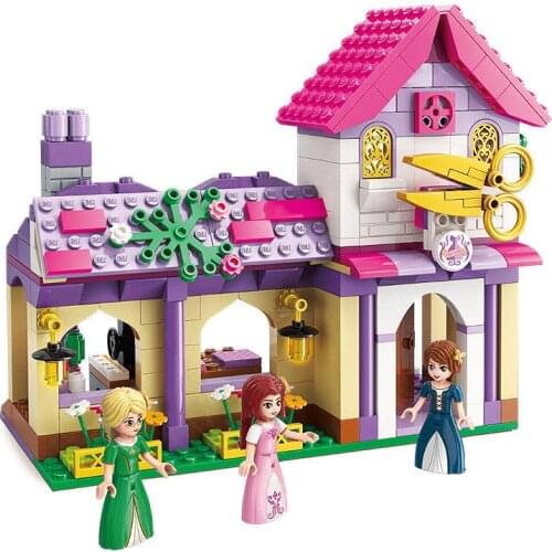 340pcs Enlightenment Building Blocks 2606 Handy Dress Shop Girl Assembling Street View Toy Gifts