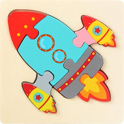3D wooden puzzles for kids montessori materials Cartoon Animals Cognitive Jigsaw Puzzle Toys for Children Baby Games Christmas
