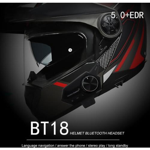 BT18 Motor Helmet Headset Bluetooth 5.0 Wireless Handsfree Stereo Earphone Motorcycle Hifi Headphones With Handbar Controller