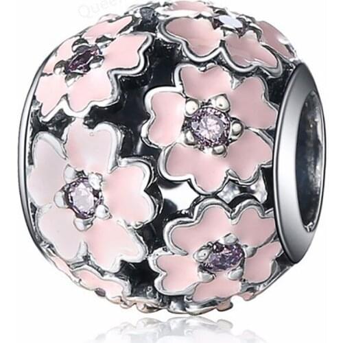 925 Sterling Silver Flower European Charms Bead Fit Original Bracelets Chain DIY Girl Women Pendant Charm Beads Jewelry Making