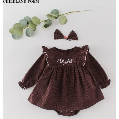 Baby Girl Clothes Spring Baby Girl Romper Cotton Plaid Baby Clothes Newborn Long Sleeve Baby Romper Jumpsuit Infant Baby Sunsuit