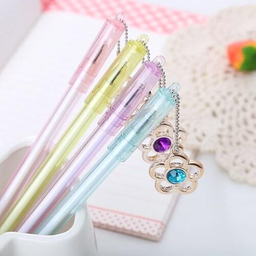 Ellen Brook 1 PCS Stationery Girly Heart Blossom Jewel Pendant Gel Pen School Officel Supplies Stationery Cute Kawaii Sweet Pens