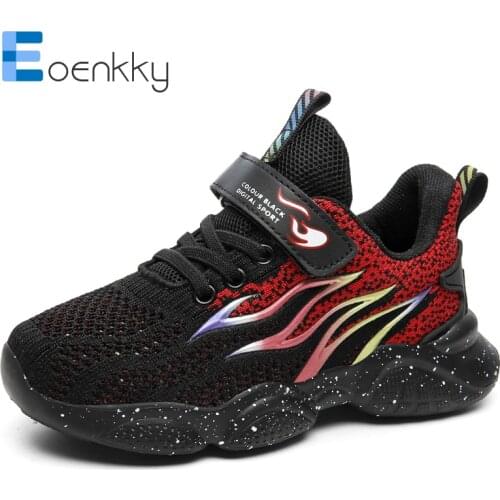 Breathable Sport Kids Sneakers Boys Hook&Loop Tenis Running Shoes Children Fashion Mesh Walking Casual Shoes Girls Lightweight