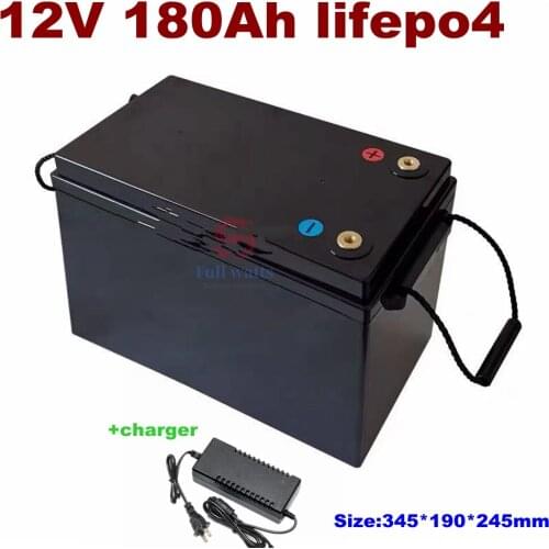 Lifepo4 12V 180AH lithium battery Lithium iron phosphate BMS 4S 12.8V 180Ah for Solar energy storage Caravan + 20A Charger