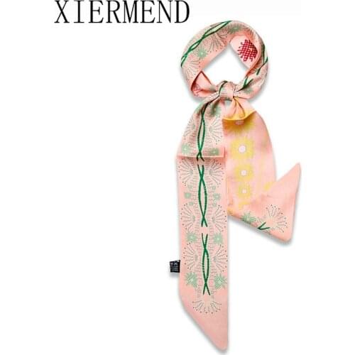 2021 the small silk scarves tied spring autumn Korea joker bagsband small scarf tied hair ribbon women skinny scarf women
