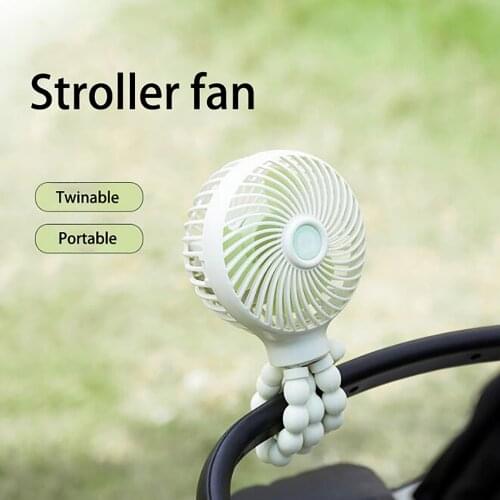 Mini Baby Stroller Fan Portable Desk Handheld Bed Cooling Fan With Usb Rechargeable Battery 3 Speeds Silent Baby Carriage Fan#G4