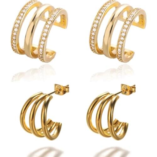 Fashion Fine Crystal Clip Earrings For Women Zircon Earing Without Hole Jewelry Fake Earrings Single Ear Bone Clip Earings BFF