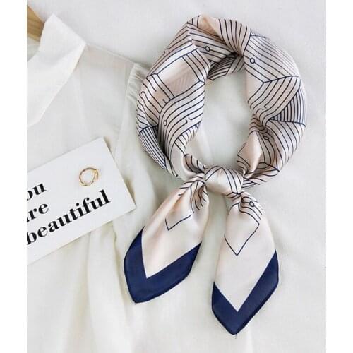 MoriBty 70cm Women Square Silk Scarf Bandanas Foulard Femme Hair Ribbon Headscarf Spring-Autumn Luxury Print Handkerchief Wraps