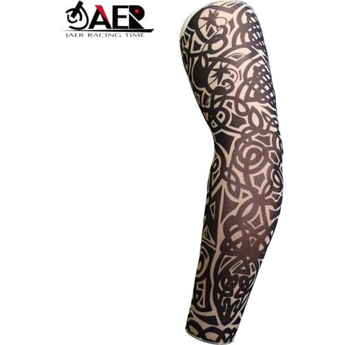 JAER 1PC Motorcycle Sleeves 3D Tattoo Printed Armwarmer UV Protection MTB Bike Bicycle Sleeve Arm Protection Ridding Arm Sleeves