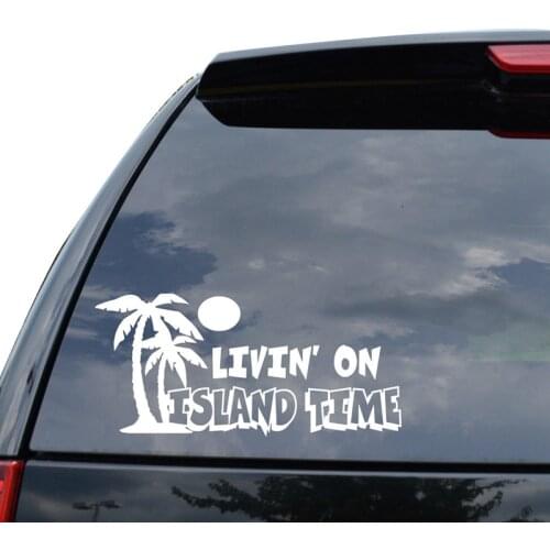Living On Island Time Palm Trees Decal Sticker Car Truck Rear Window Car Styling Car Sticker