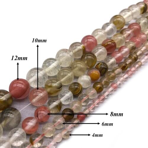 Natural Stone Colorful Crystal Quartz Round Loose Charm BeadsFitMulti-purpose Jewelry Making 4 6 8 10 12 MMPick Size J274