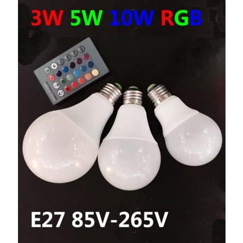 NEW E27 RGB LED Lamp 3W 5W 10W LED RGB Bulb Light 110V 220V Remote Control 16 Color Change Lampada LED Luz