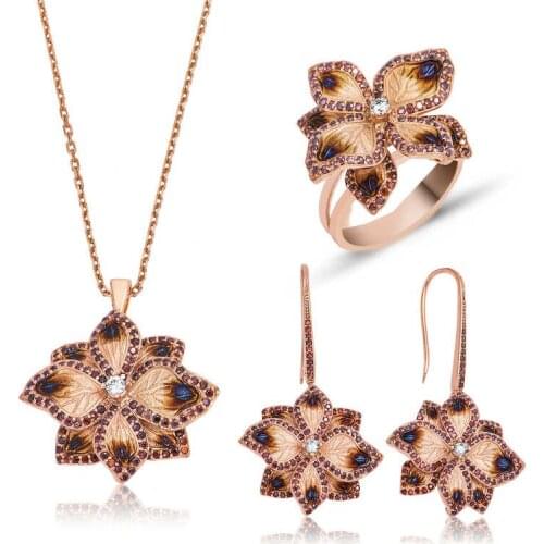 Original silver , Violet Flower Set ,Most Special Jewelry Sets Suitable and Quality Products Types