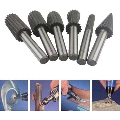 20set 6pcs/set 6mm Engraving Bit Milling Cutter Burr Rotary Set HSS Rotary Files For Metal Plastic Wood Electric Grinding Cutter
