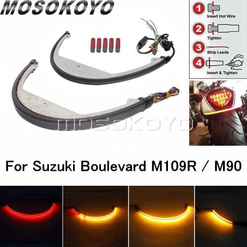 For Suzuki Boulevard M109R M90 Rear Fender Eliminator Turn Signal Brake Tail Light Flowing Sequential LED Dual Taillight 2006-Up
