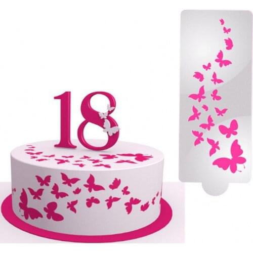 DIY Butterfly Cake Baking Template Fondant Round Cake Spray Pattern Template Printing Spray Stroke Birthday Cake Decorating Tool