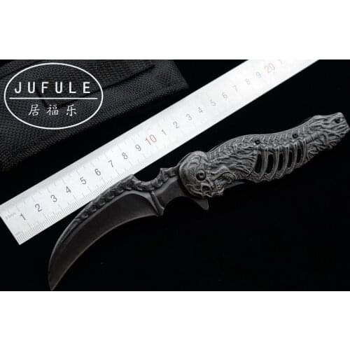 JUFULE Original design Black coating folding camping hunt pocket Survival EDC tools Tactical outdoor flipper 3508 kitchen knife