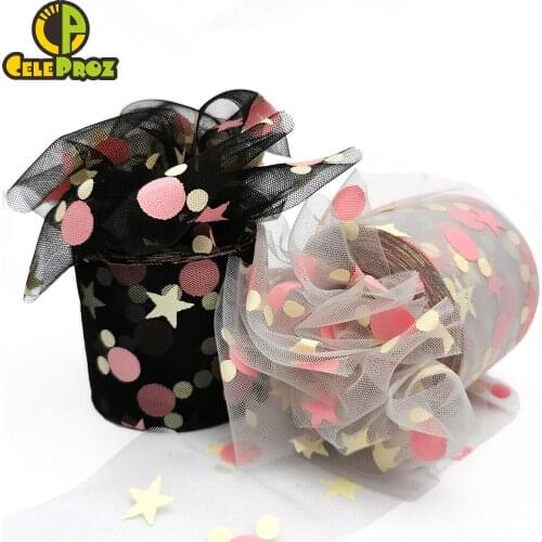 25Yards 6cm Star Mickey Tulle Confetti Glitter Tulle Baking Cake Topper Tutu Bow Soft Squine Tulle DIY Wedding Birthday Supply