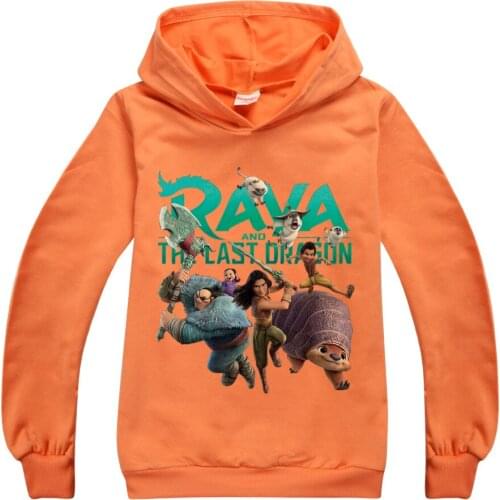Spring Kids Girls Boys Sweatshirt Raya and The Last Dragon Long Sleeve Hoodie T-shirt Top Teens Kids Clothes Childrens Clothing
