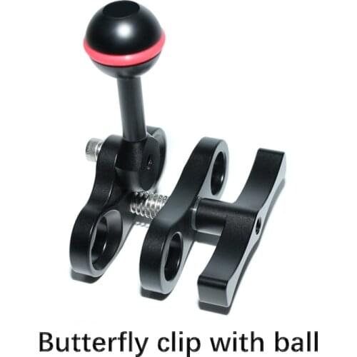 Nitescuba Diving With Ball Head Butterfly Clip Three-hole Butterfly Clip Clamp Ball Adapter Mount For GoPro Rx100 Camera Housing