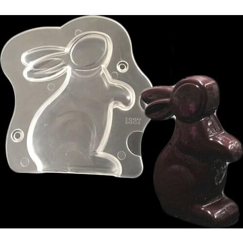 Hard Plastic New Design DIY 3D Bunny Rabbit Shape Easter Rabbit PC Polycarbonate Hard Plastic Chocolate Mold Candy Jelly Mould