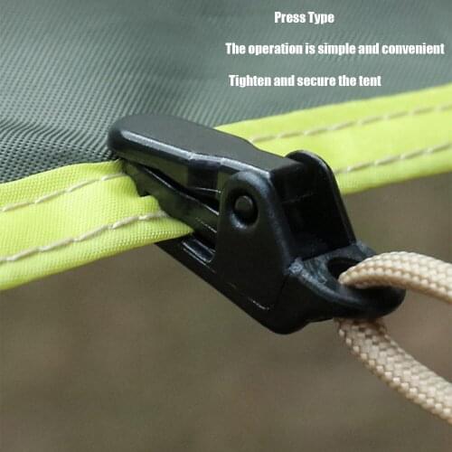 1/5/10pcs/batch travel outdoor camping plastic double hole tent rope adjustable buckle curtain alligator clip factory brand clip