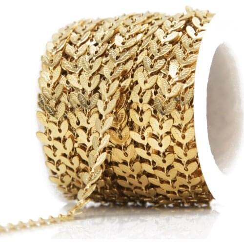 1 Meter Stainless Steel Leaf Shape Cable Chain Gold Anklet Chains Findings Diy Necklace Pendants for Jewelry Making Supplies