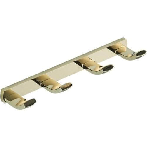 1pc Robe Hooks Luxury Bathroom Wall Gold Robe Hooks 4 Row Hook Coat Hanger Door Hooks For Bathroom Accessories
